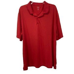 Reebok Golf Mens Polo Shirt Player Dri Fit Red Button Down Collar Size Large/XL?